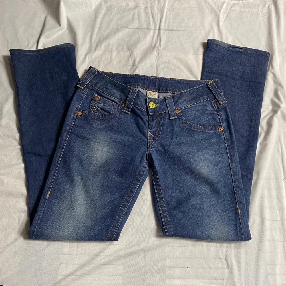 True Religion Dark Wash Boot Cut Jeans Cut# 501407, Size 28.